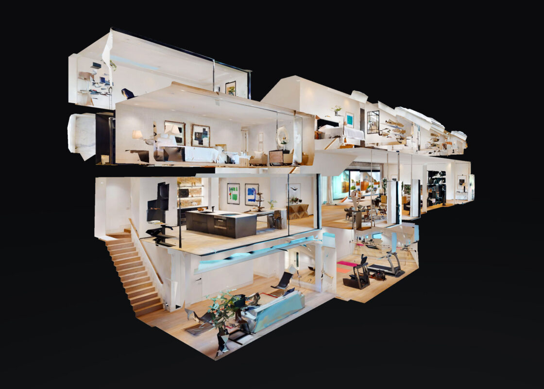 MAtterport 3D dollhouse view and floor plan in 3D for Denver area 3D virtual tours